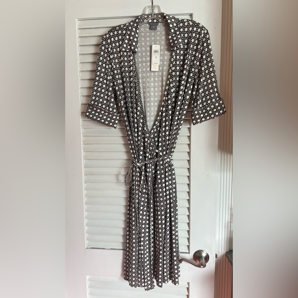 Ann Taylor Black and White Printed Wrap Dress